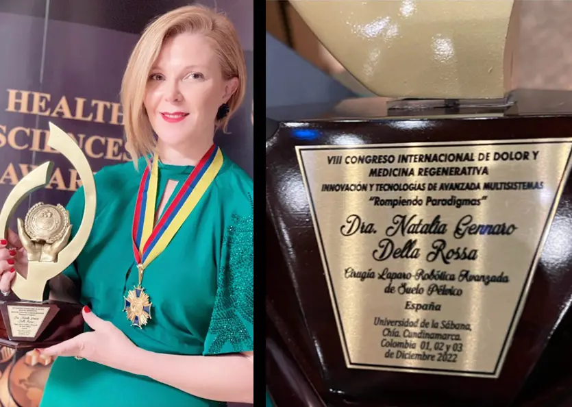 Dra. Natalia Gennaro premio excelencia profesional medicina regenerativa y cirugía robótica Madrid